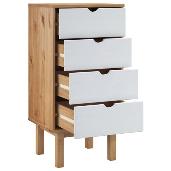 vidaXL Cassettiera OTTA Marrone e Bianco 45x39x90 cm in Legno di Pino