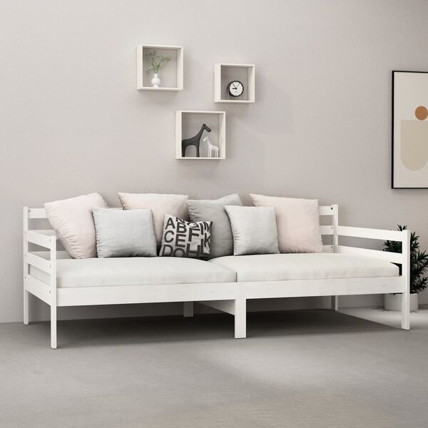 vidaXL Divano Letto con Materasso 90x200 cm Bianco in Legno di Pino