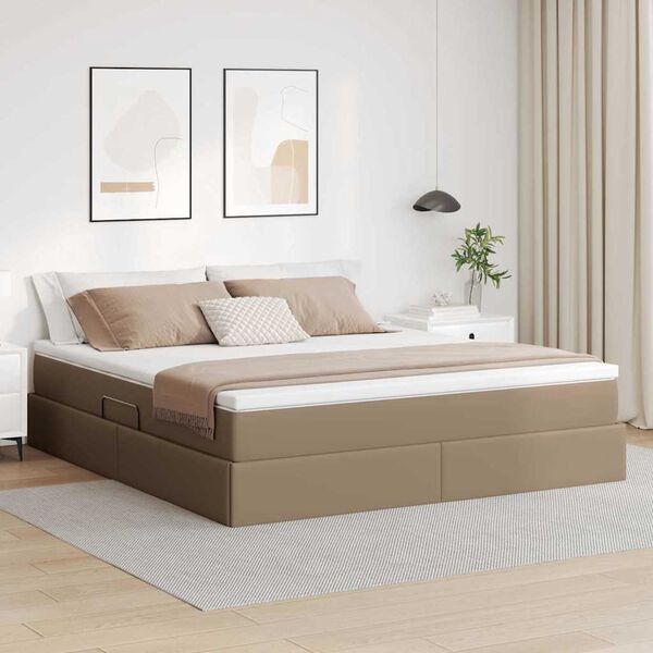 vidaXL Letto con contenitore e materasso Cappuccino 180 x 200 cm