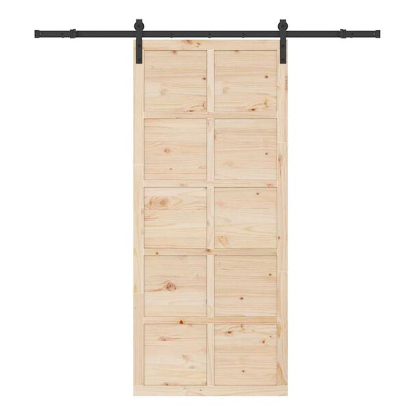 vidaXL Porta scorrevole Marrone 90 x 208 cm Pino massello
