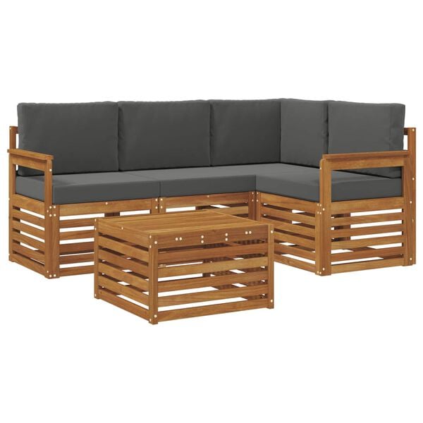 vidaXL Set di Mobili 5 pcs Naturale e Antracite Legno multistrato