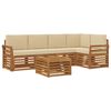 vidaXL Set di divani da esterno 6 pz Naturale e Beige Poliestere