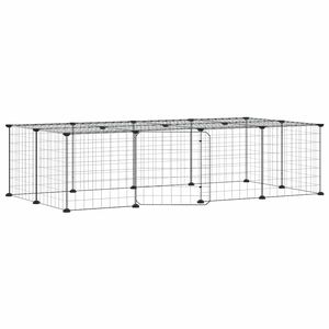 vidaXL Gabbia per Animali 20 Pannelli con Porta Nera 140x70x35 cm