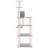 vidaXL Albero per Gatti con Tiragraffi in Sisal Grigio Chiaro 153 cm