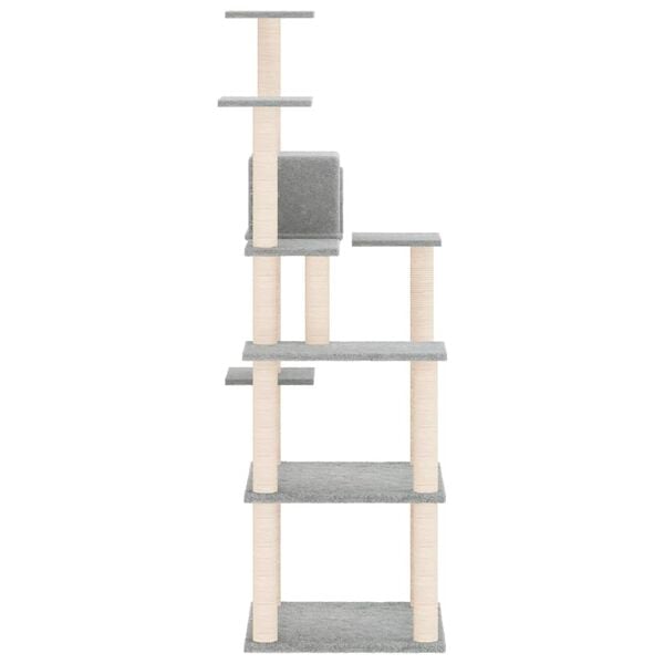 vidaXL Albero per Gatti con Tiragraffi in Sisal Grigio Chiaro 153 cm
