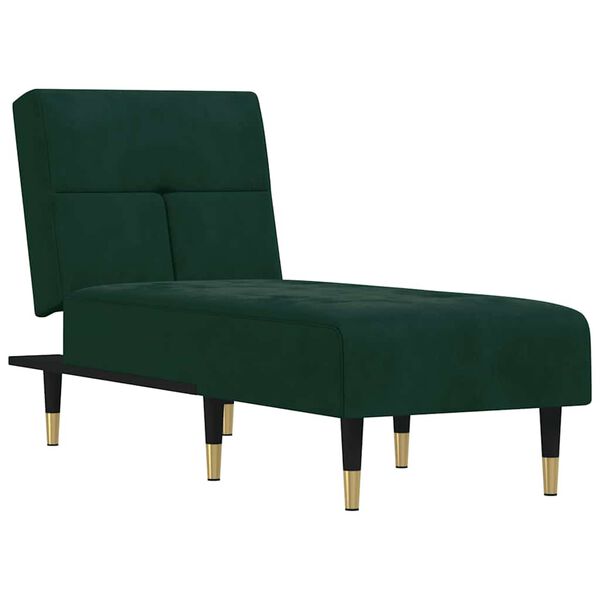 vidaXL Chaise Longue in Velluto Verde Scuro