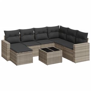 vidaXL Set Divano da Giardino 8pz con Cuscini Grigio Chiaro Polyrattan