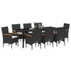 vidaXL Set da Pranzo per Giardino con cuscino 9 pcs Nero polyrattan