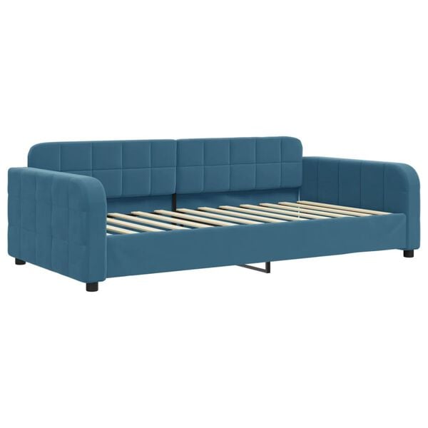 vidaXL Divano Letto Estraibile con Cassetti Blu 90x200 cm in Velluto