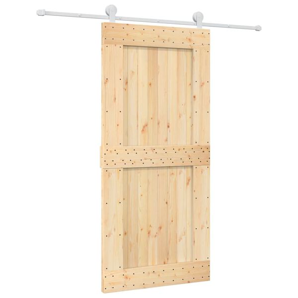 vidaXL Porta Scorrevole con Set Hardware 95x210 cm Legno Massello Pino