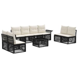 vidaXL Set Divano da Giardino 9 pz Nero polyrattan