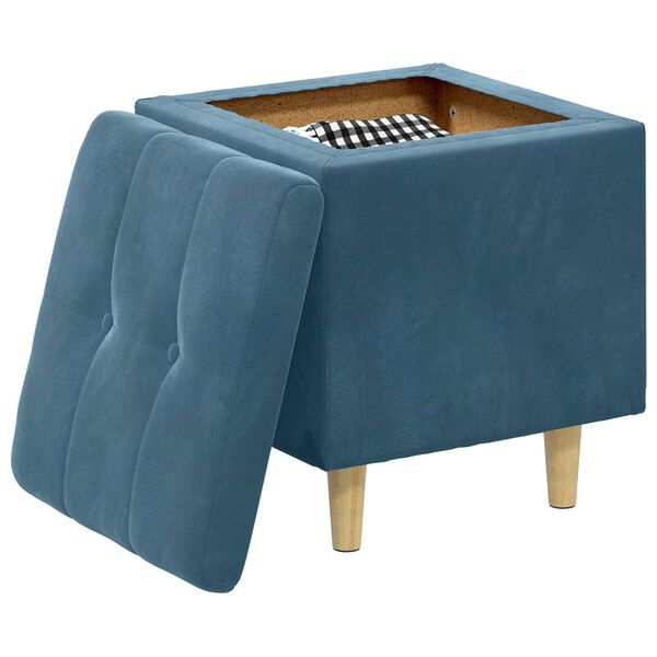 vidaXL Pouf contenitore con cuscino Blu 40 x 40 x 45 cm Velluto