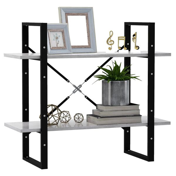 vidaXL Libreria 2 Ripiani Grigio Cemento 80x30x70 cm Legno Multistrato