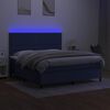 vidaXL Letto a Molle con Materasso e LED Blu 180x200 cm in Tessuto