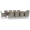 vidaXL Set da Pranzo da Giardino 11pz con Cuscini in Polyrattan Grigio