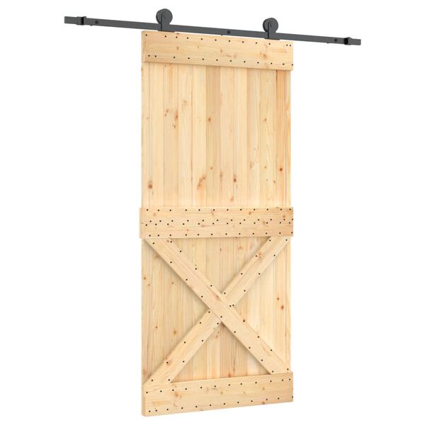 vidaXL Porta Scorrevole con Set Hardware 95x210 cm Legno Massello Pino