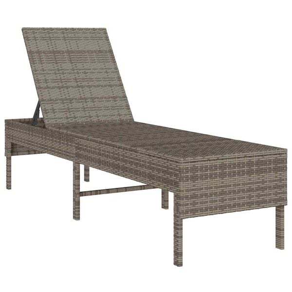 vidaXL Lettino Prendisole con Cuscino Grigio 55x200x44cm in Polyrattan