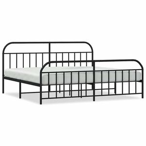 vidaXL Giroletto con Testiera e Pediera Metallo Nero 193x203 cm