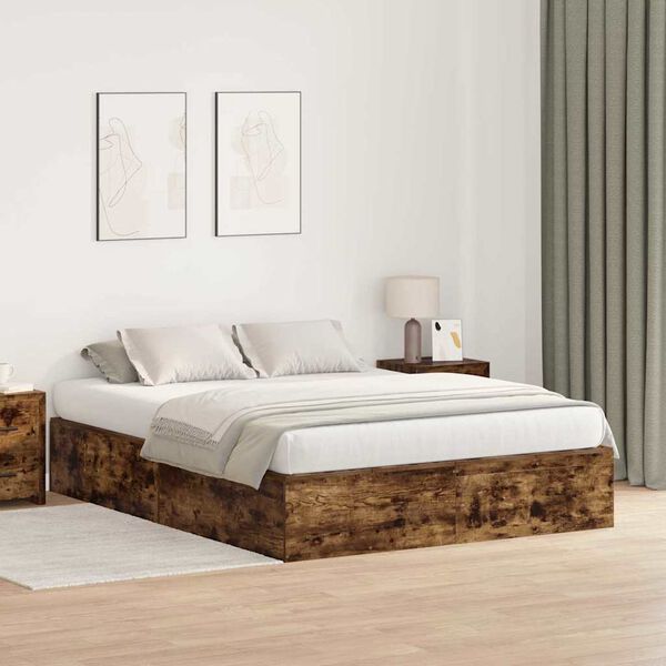 vidaXL Struttura letto con contenitore Rovere fumé 150 x 200 cm