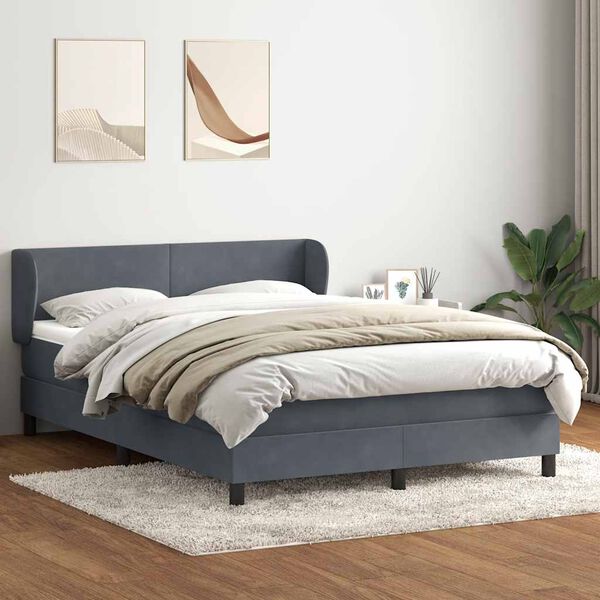 vidaXL Giroletto a Molle con Materasso Grigio Scuro 160x220 cm Velluto