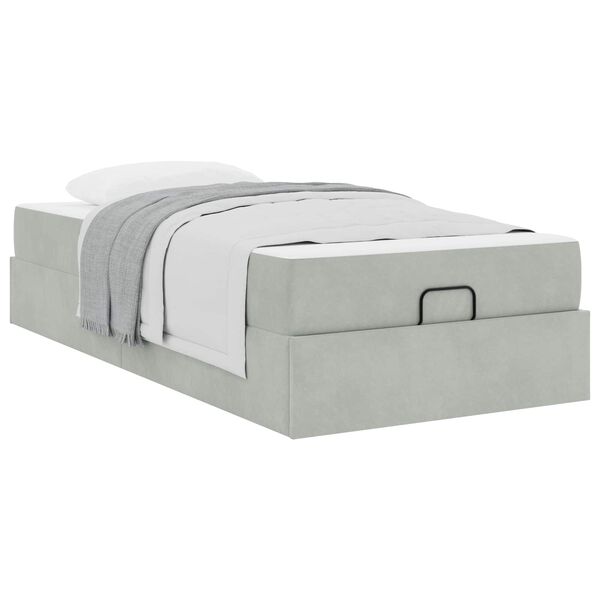 vidaXL Struttura letto con materasso 2 pcs Grigio chiaro Velluto