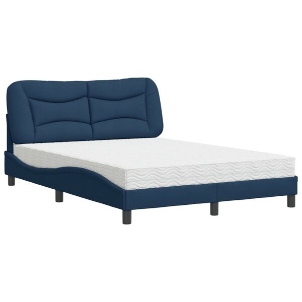 vidaXL Letto con Materasso Hvar Blu 140x200 cm in Tessuto