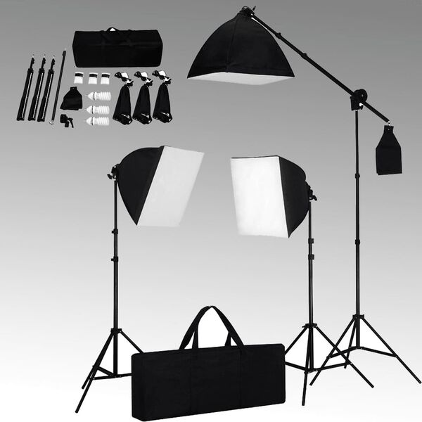 vidaXL Kit Studio Fotografico con Luci Softbox e Fondale