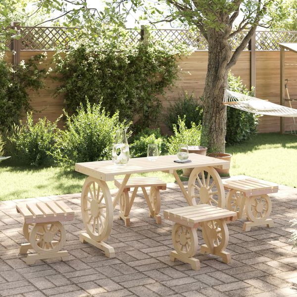 vidaXL Set da Pranzo da Giardino 5 pz in Legno Massello di Abete