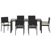 vidaXL Set da Pranzo per Giardino 7 pcs Nero polyrattan