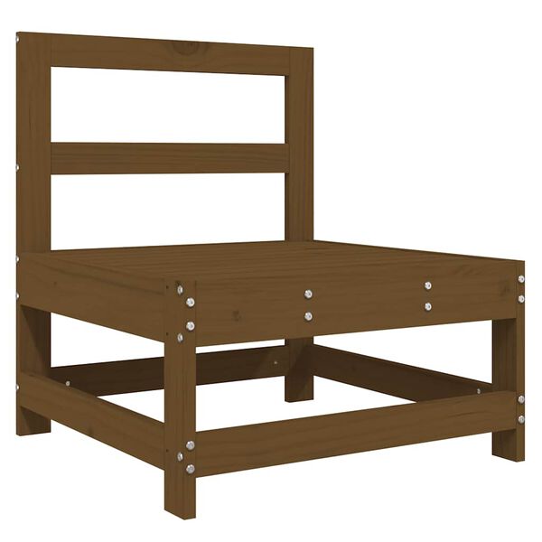 vidaXL Divano Centrale con Cuscini Marrone Ambra Legno Massello Pino