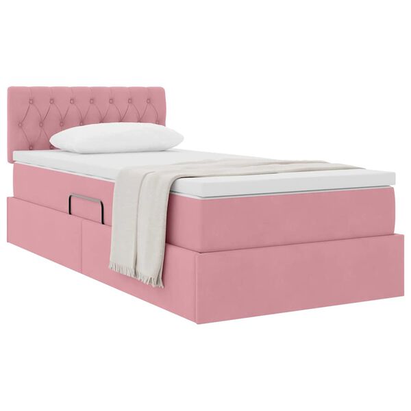 vidaXL Letto con Contenitore con materasso Rosa 90 x 190 cm Velluto