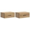 vidaXL Mobiletto da notte a muro con cassetto 2 pcs Rovere Artigianale
