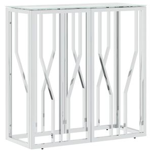 vidaXL Tavolino Consolle 70x30x70 cm in Acciaio Inox e Vetro