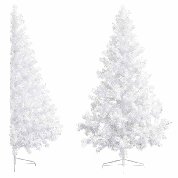 vidaXL Set Albero Natale Artificiale a Metà LED Palline Bianco 210cm