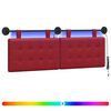 vidaXL Testiera sospesa Con luce LED Rosso Vino Similpelle