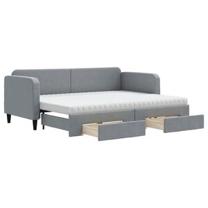 vidaXL Divano Letto Estraibile Cassetti Grigio Chiaro 80x200cm Tessuto