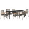 vidaXL Set da Pranzo per Giardino 7 pcs Grigio polyrattan