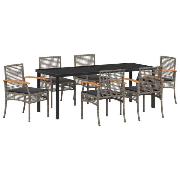 vidaXL Set da Pranzo per Giardino 7 pcs Grigio polyrattan