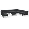 vidaXL Set Divani da Giardino 12 pz con Cuscini in Polyrattan Nero