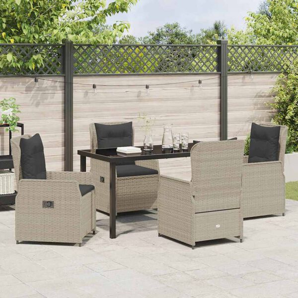 vidaXL Set da Pranzo per Giardino 5 pcs Grigio chiaro polyrattan