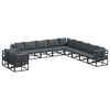 vidaXL Set Divano da Giardino con cuscino 11 pcs Nero Alluminio