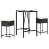 vidaXL Set Bar da Giardino 3 pz con Cuscini in Polyrattan Nero