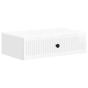 vidaXL Tavolino da Parete Laterale Bianco Lucido 59 x 34,5 x 17 cm
