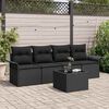 vidaXL Set di divani con cuscino 5 pcs Nero polyrattan