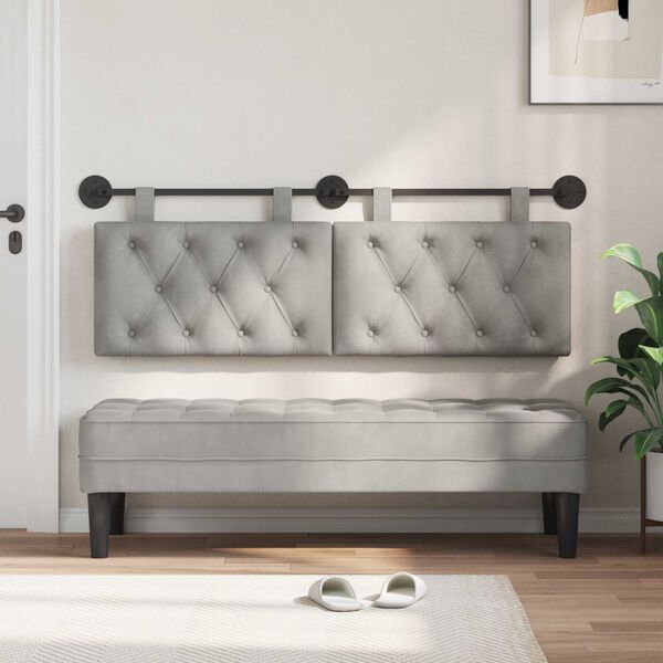 vidaXL Testata appesa Grigio chiaro 130 x 55 x 7 cm Velluto