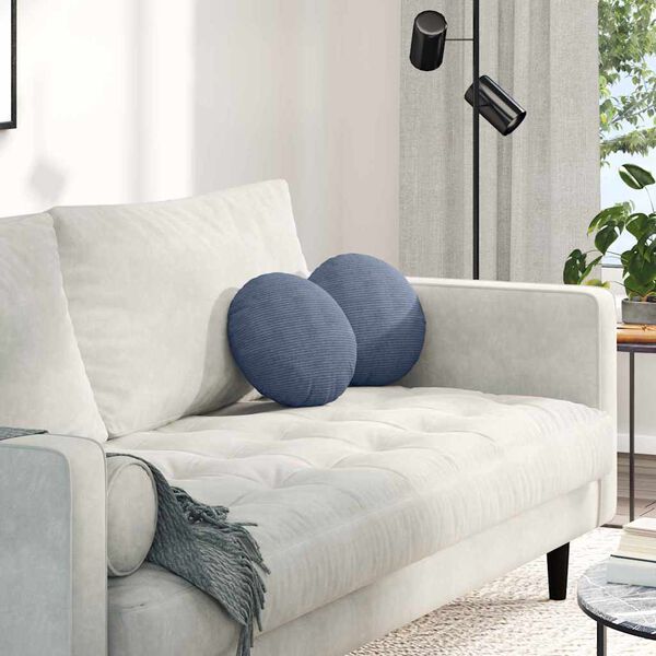 vidaXL Cuscini per Seduta 2 pcs Blu Ø 30 cm Tessuto in Cords