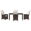 vidaXL Set da Pranzo per Giardino con cuscino 5 pcs Marrone polyrattan