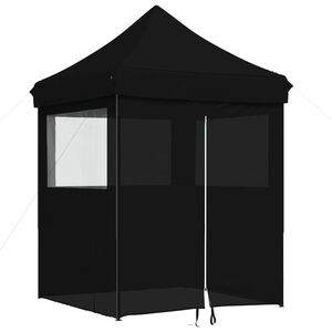 vidaXL Tendone per Feste Pieghevole Pop-Up con 4 Pareti Nero