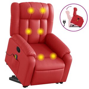 vidaXL Poltrona Alzapersona Reclinabile Massaggio Rosso in Similpelle