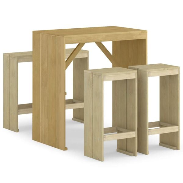 vidaXL Set Bistr&ograve; da Giardino 5 pz in Legno di Pino Impregnato
